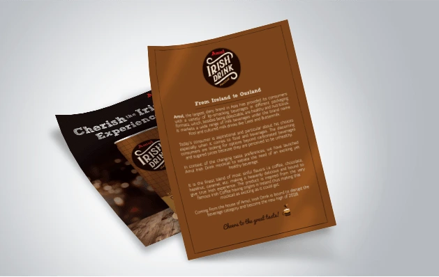 Amul Irish Drink - Almond Branding Best Packaging Design Agency Mumbai Amul Irish Drink POSM Leaflet Design