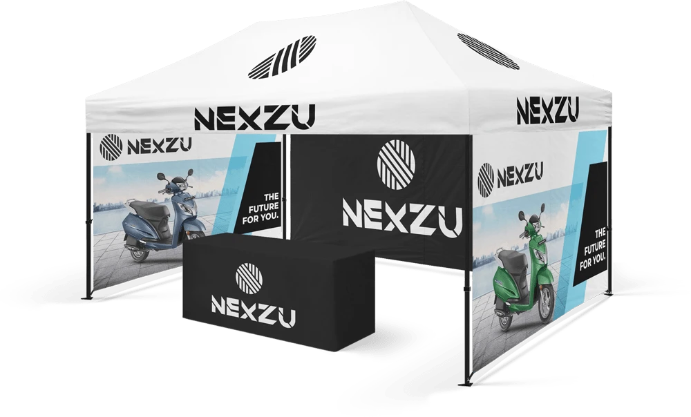 Nexzu Electric Vehicle Startup Branding - Almond Branding Top Branding Agency India Best Startup Branding Brand Identity Design Brand Naming Best Branding Agency Nexzu Exhibition Design