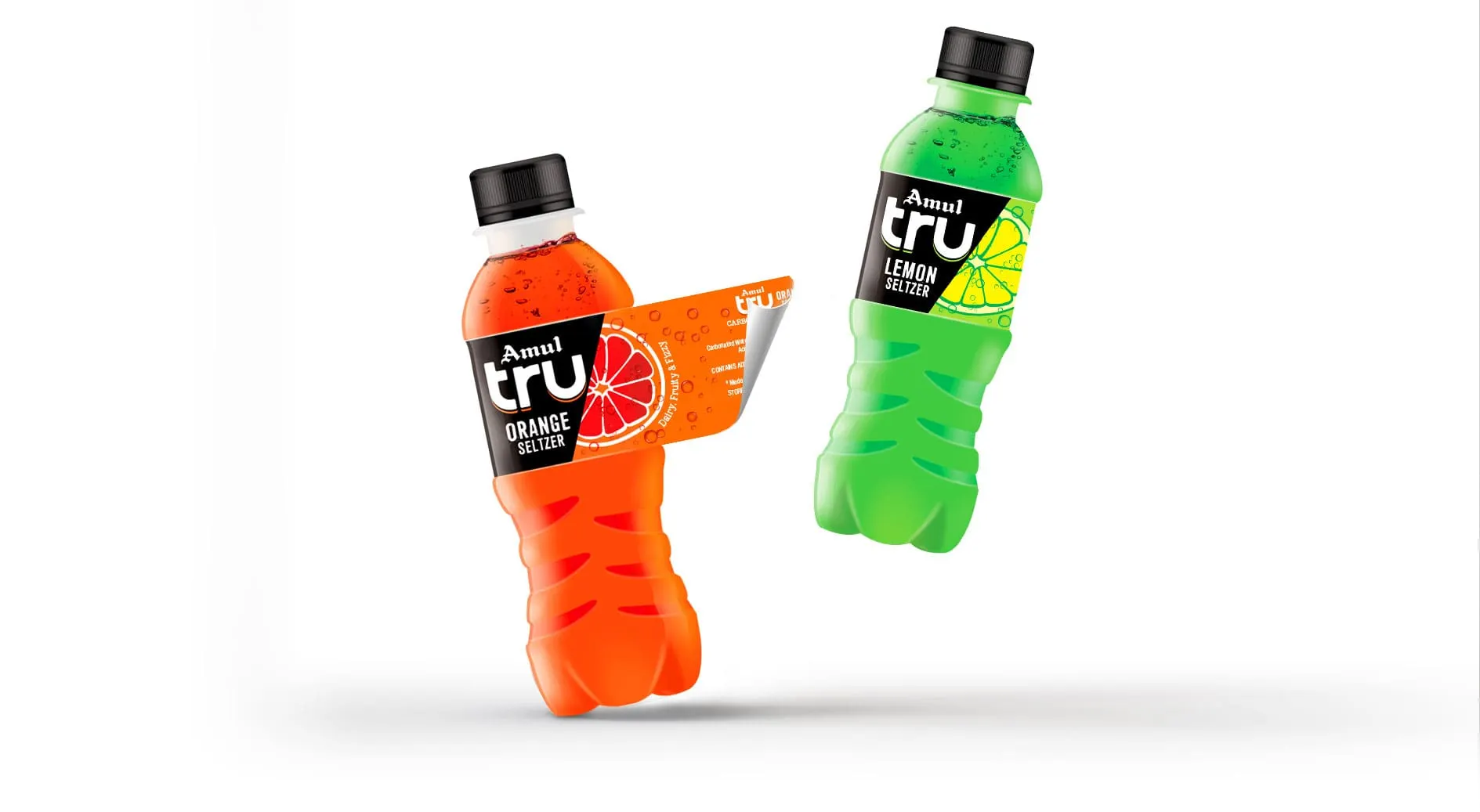 Amul TRU Seltzer Category Creation & Packaging Design - Almond Branding Top Branding Agency India Best Packaging Design Agency Mumbai Amul TRU Seltzer Beverage Pack Design