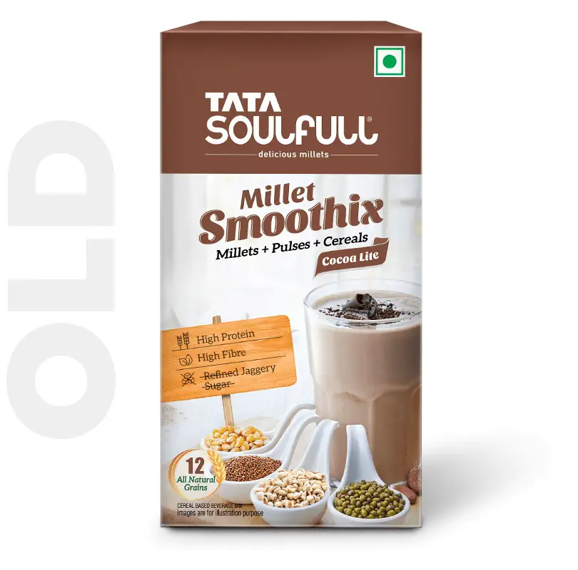 Tata Soulfull Smoothix to Nutri Drink Plus Rebranding - Almond Branding Top Branding Agency India Best Packaging Design Agency Mumbai Tata Soulfull Nutri Drink Plus Old