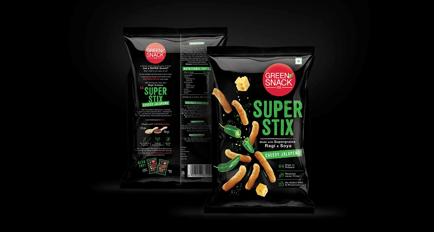 Green Snack Co. Super Stix Health Food Packaging - Almond Branding Top Branding Agency India Best Packaging Design Agency Mumbai Greensnackco Super Stix Best Health Food Packaging BOP