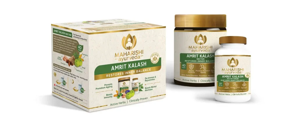 Maharishi Ayurveda Brand Revamp - Almond Branding Top Branding Agency India Best Packaging Design Agency Mumbai Maharishi Ayurveda Amrit Kalash Revised Pacakging