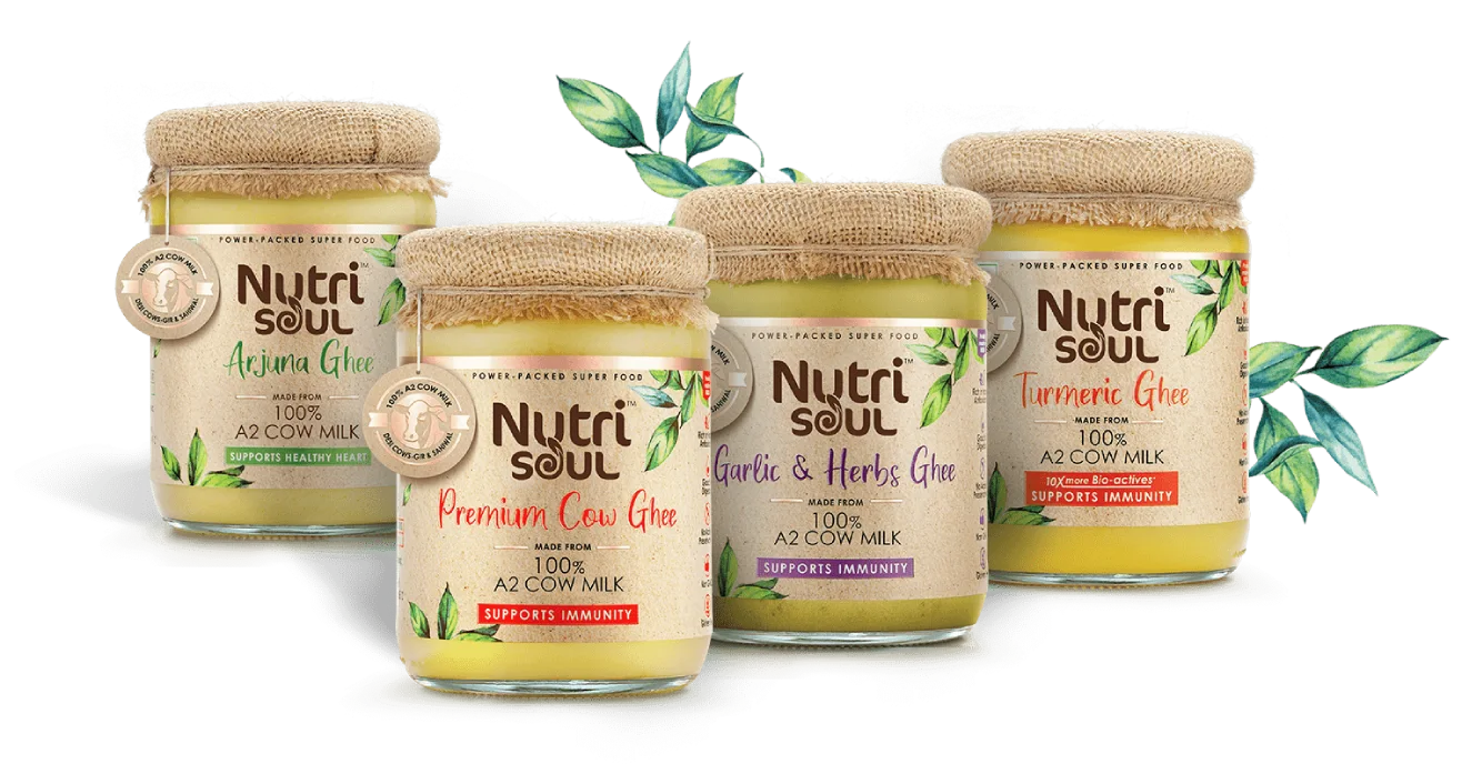 NutriSoul Premium Health Food Packaging - Almond Branding Top Branding Agency India Best Packaging Design Agency Mumbai Organic Premium Health Food Packaging Nutrisoul Organic Ghee Pack Design Range
