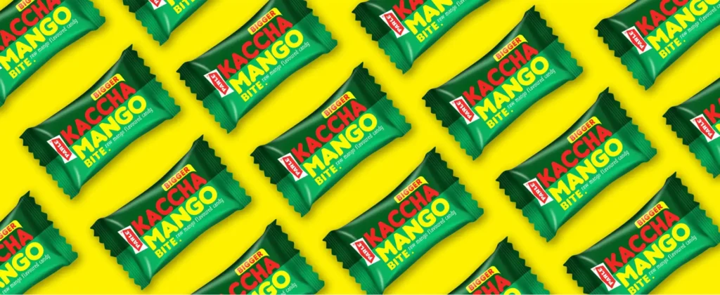 Parle Kaccha Mango Bite packaging Revamp - Almond Branding Top Branding Agency India Best Packaging Design Agency Mumbai Parle Kaccha Mango Bite Confectionery Packaging Design Range