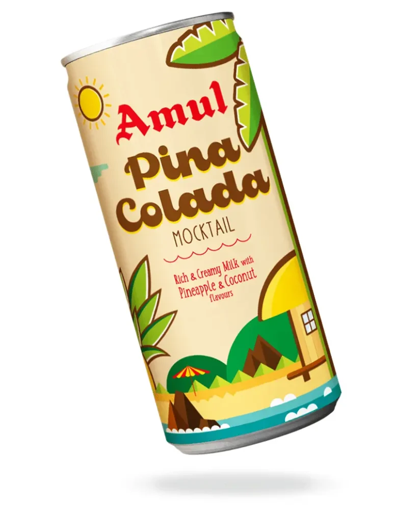 Amul Pina Colada - Almond Branding Top Design Agency Mumbai Amul Pina Colada Dairy Packaging Design Can