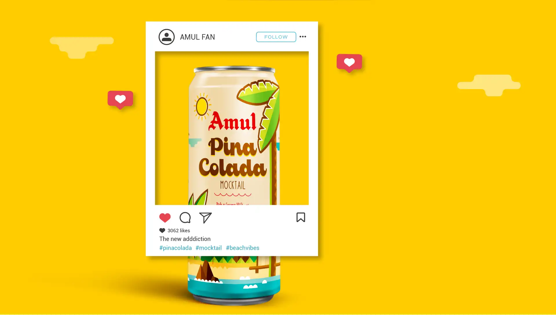 Amul Pina Colada - Almond Branding Top Design Agency Mumbai Amul Pina Colada Dairy Packaging Design Instagram Love