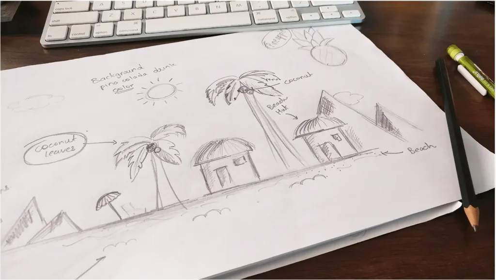 almond-branding-top-design-agency-mumbai-amul-pina-colada-dairy-packaging-design-sketch