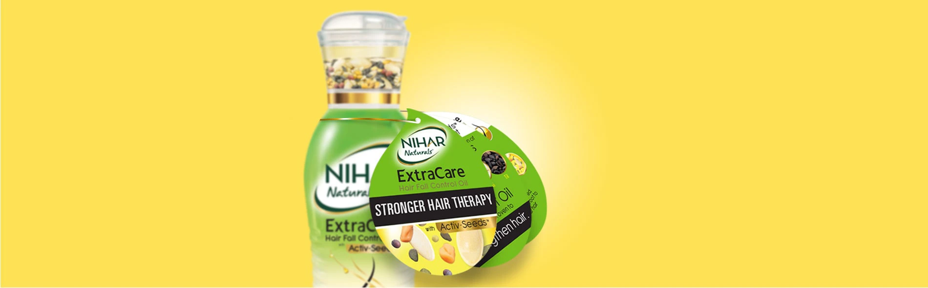 Nihar Extra Care Hairfall Control Oil - Almond Branding Top Packaging Design Agency Mumbai Marico Nihar Naturals Extra Care Hair Oil Neck Tag