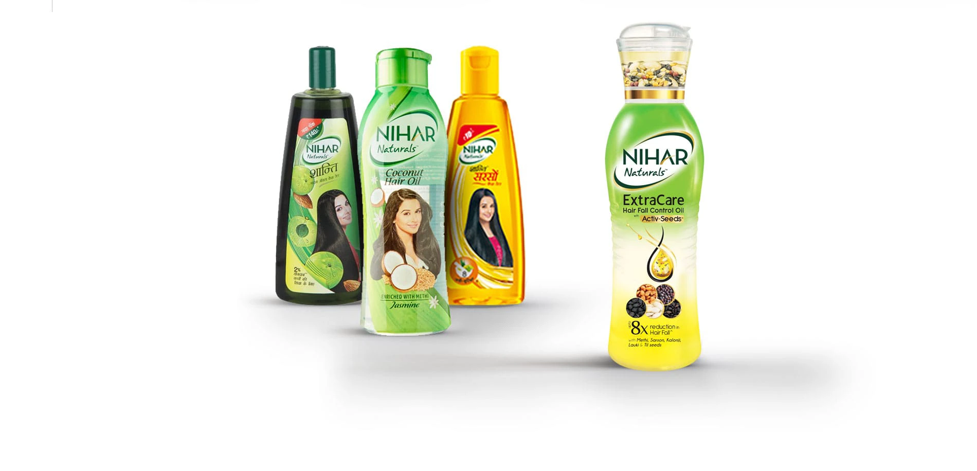 Nihar Extra Care Hairfall Control Oil - Almond Branding Top Packaging Design Agency Mumbai Marico Nihar Oil Family