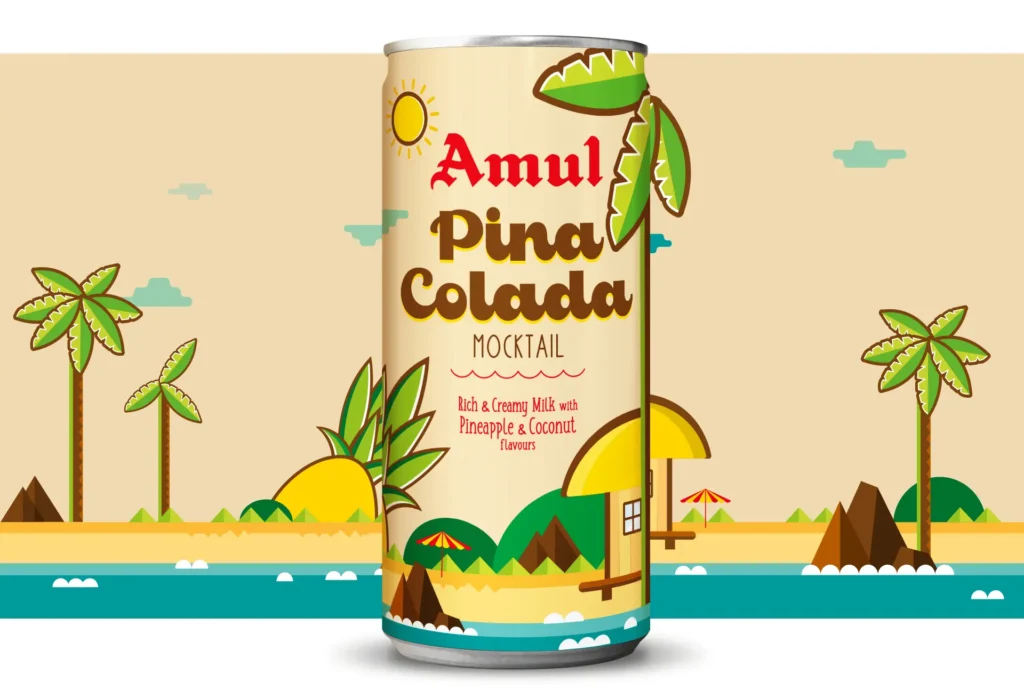 Amul Pina Colada - Old Almond Branding Top Design Agency Mumbai Amul Pina Colada Dairy Packaging Design Beach Vibe