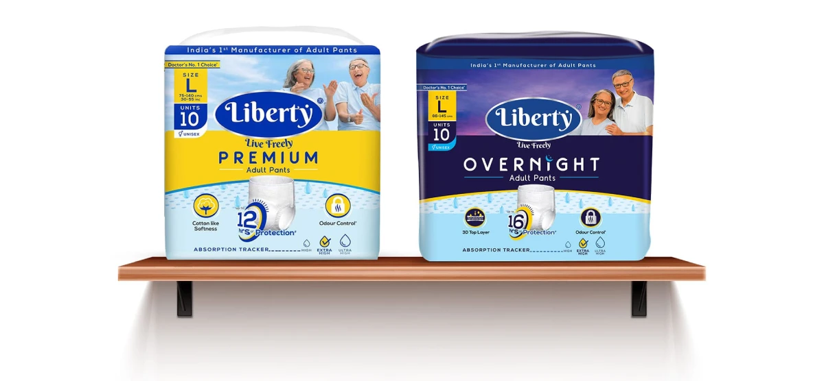 Liberty Adult Pants – Revolutionizing Diaper Packaging Design - 6 Almond Branding Best Branding Agency India Top Design Agency Mumbai Liberty Adult Diaper Packaging Intimate Hygiene Design Range