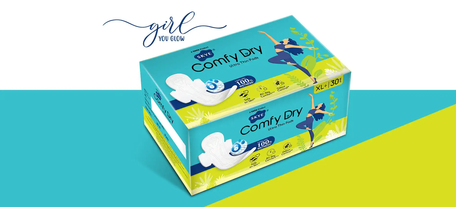 TATA Skye Sanitary Pads Packaging Design - Almond Branding Best Packaging Design Agency Mumbai Tata Skye Sanitary Pads Star Bazaar Feminine Hygiene Best Packaging Design