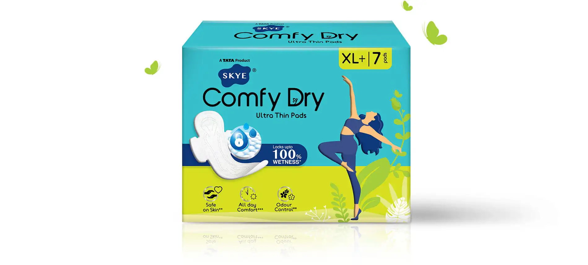 TATA Skye Sanitary Pads Packaging Design - Almond Branding Best Packaging Design Agency Mumbai Tata Skye Sanitary Pads Star Bazaar Feminine Hygiene Packaging Design Live Free