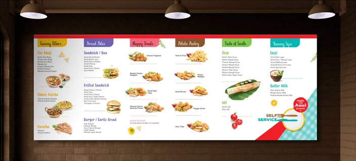 Cafe Amul Food Outlet Branding - Almond Branding Best Retail Design Agency Mumbai Restaurant Store Design Cafe Amul Menu Design