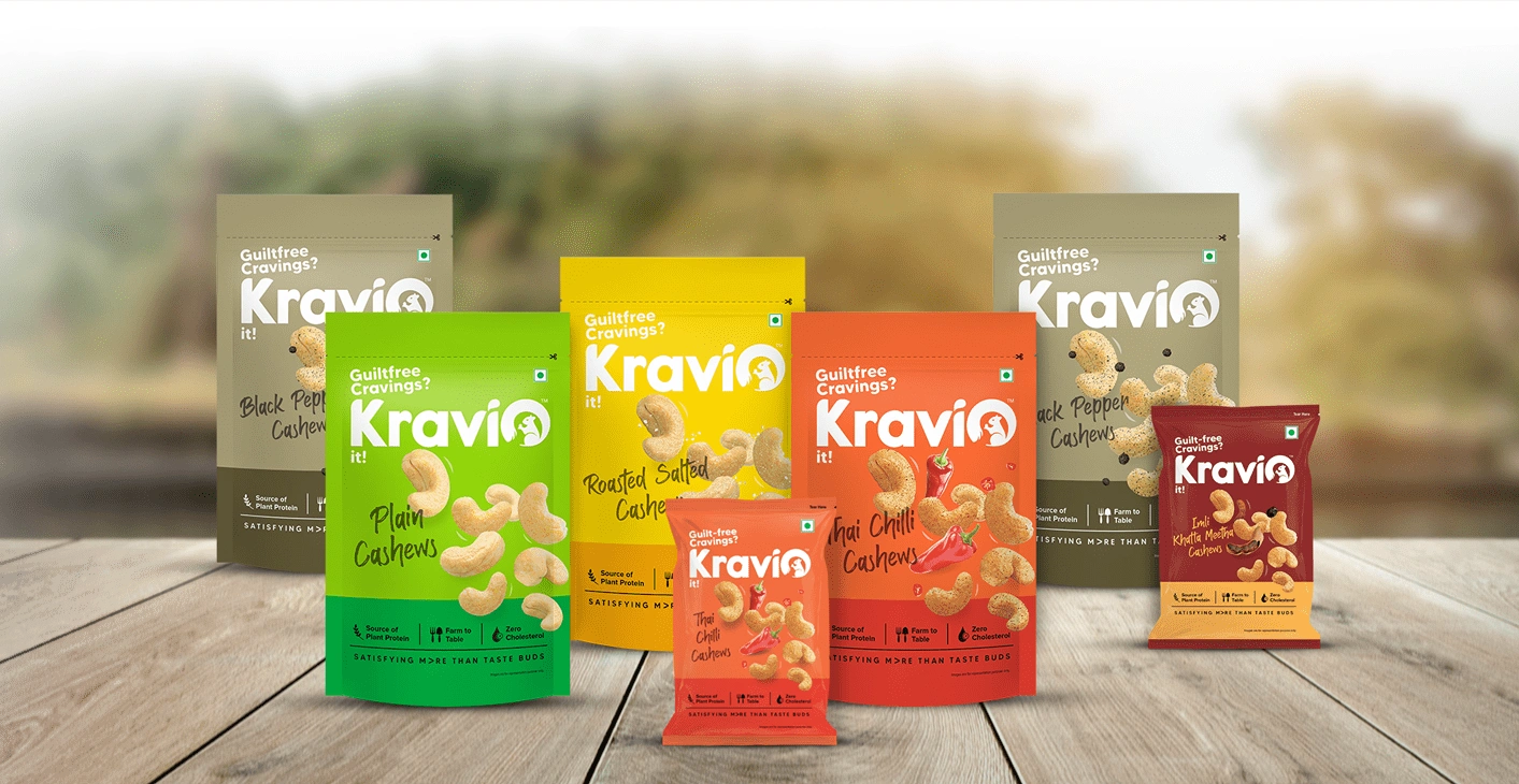Kravio – Creating a Premium Snack Startup Brand - Almond Branding Top Branding Agency India Best Design Agency Mumbai Kravio Best Startup Branding Nuts Dryfruit Packaging Design