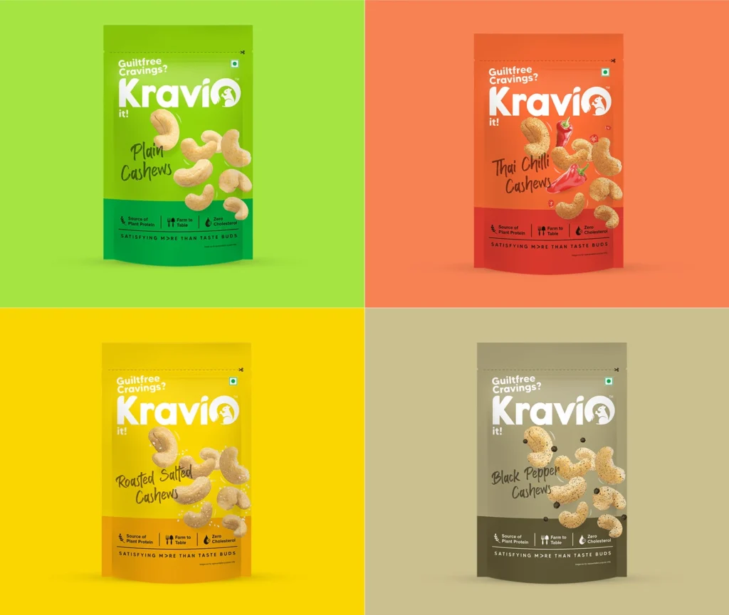Kravio – Creating a Premium Snack Startup Brand - Almond Branding Top Branding Agency India Best Design Agency Mumbai Kravio Best Startup Branding Nuts Packaging Design
