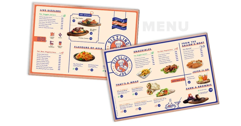 Sizzling Joe – Revamping South India’s popular Sizzler Brand - Almond Branding Top Branding Agency India Best Design Agency Mumbai Sizzling Joe Best Restaurant Branding QSR Menu Design 