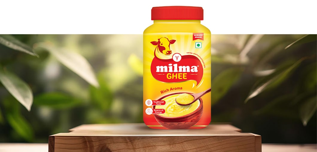 MILMA – Repositioning Kerala’s iconic dairy brand - Almond Branding Top Branding Agency India Best Packaging Design Agency Mumbai MILMA Ghee Dairy Packaging