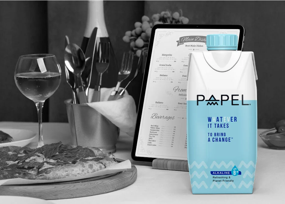 Papel – India’s First Sustainable Water Packaging - Almond Branding Top Branding Agency India Best Packaging Design Agency Mumbai PAPEL Water Premium Sustainable Packaging Design